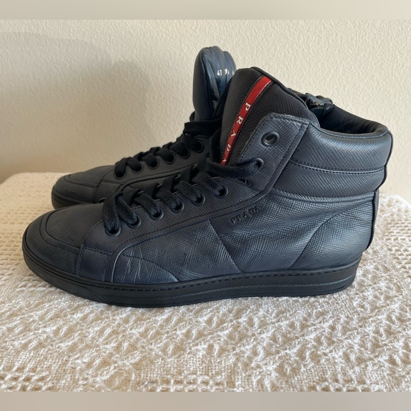 PRADA Mens High Top Sneakers Blue fits like 9 in men's - Picture 2 of 5